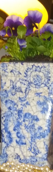 Vase chunky thick blue, white, in very good preown - Picture 2 of 8